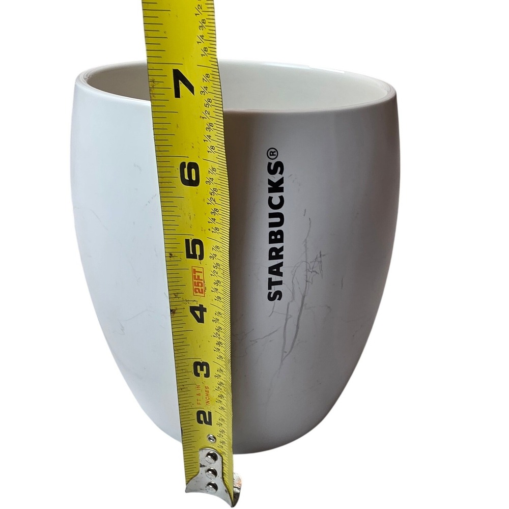 Starbucks 2011 White Ceramic Planter Utensil Holder Large Barrel Mug 7 Inch G1
